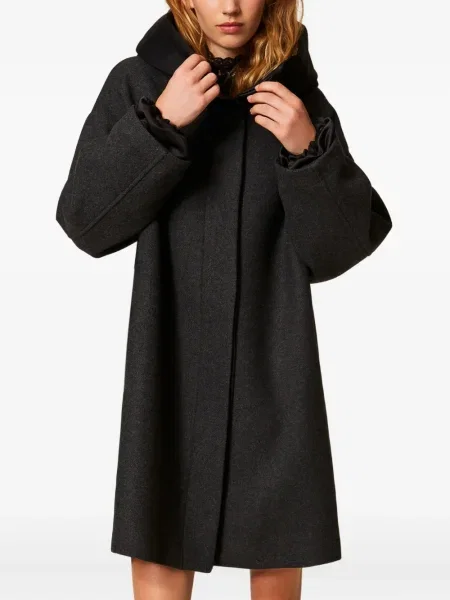 Palton Twinset cu glugă negru