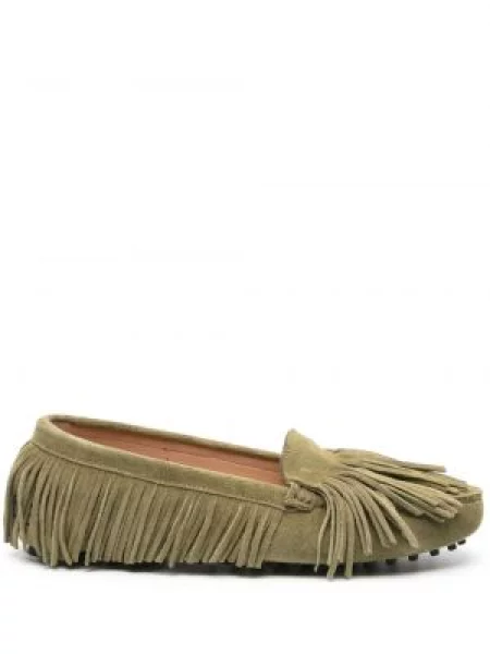 Pantofi loafer Scarosso din piele de căprioară verde
