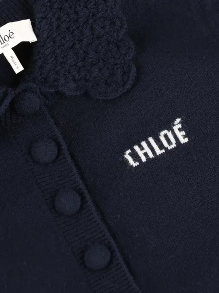 Gulerat cardigan Chloé cu broderie albastru