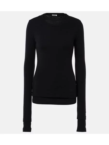 Top Jil Sander de lână negru