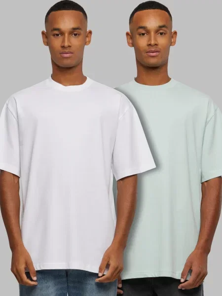 Urban Classics Tricou verde mentă alb