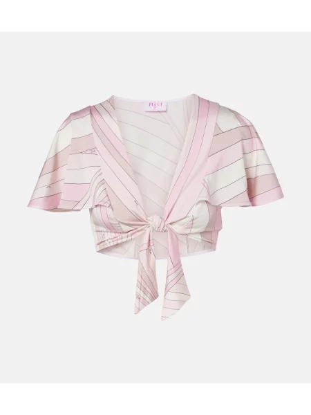 Top Pucci din satin roz