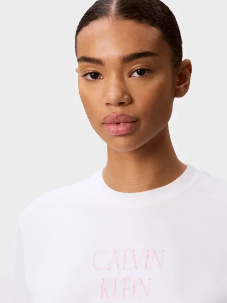 Укорочена футболка Calvin Klein Jeans біла