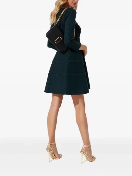 Rochie mini Needle & Thread cu decolteu în V de costum verde