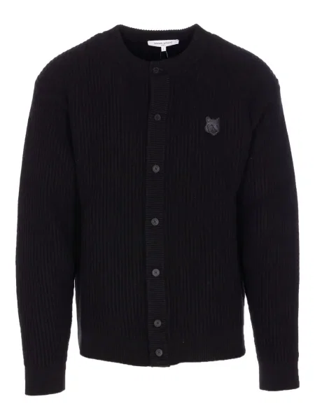 Žebrovaný kardigan Maison Kitsuné černý