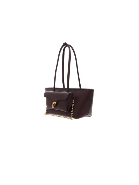 Coccinelle torebka shopper skórzana DOUBLE BEAT fioletowa