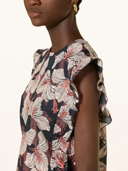 Lanius Bluzka Z Falbanami blau czarna