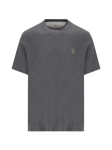 Tricou Brunello Cucinelli cu broderie gri