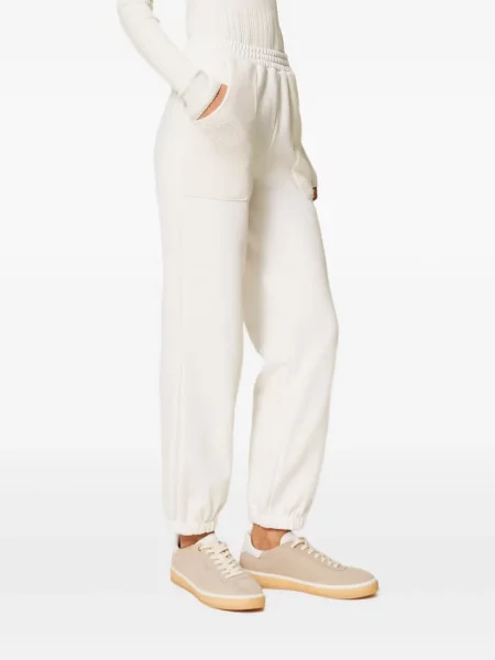 Pantaloni de jogging Twinset din fleece alb