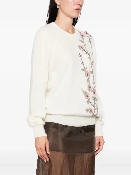 Pulover Costarellos cu model floral alb