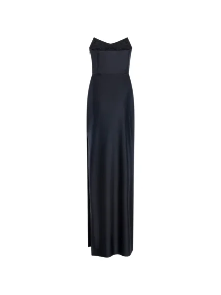 Rochie maxi Room76 drapată fără bretele de costum negru