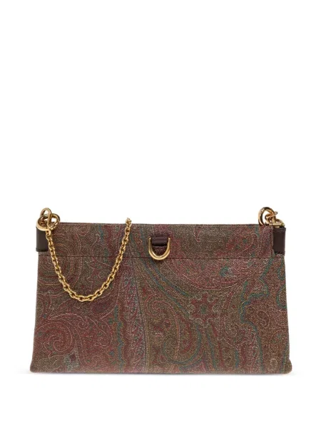 Geantă plic Etro cu model paisley maro