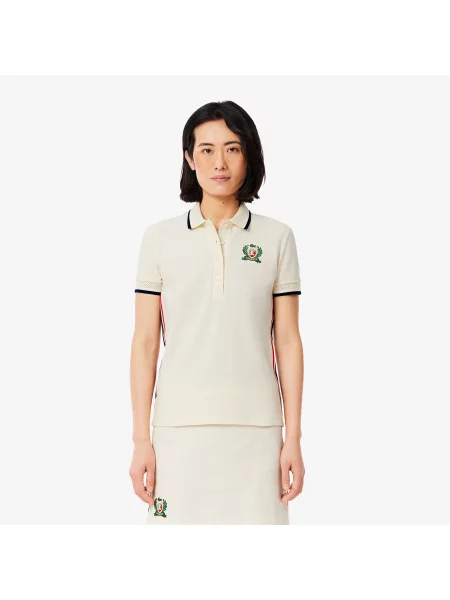 Lacoste Koszulka Polo Z Blokadą Koloru Slim Fit beżowa