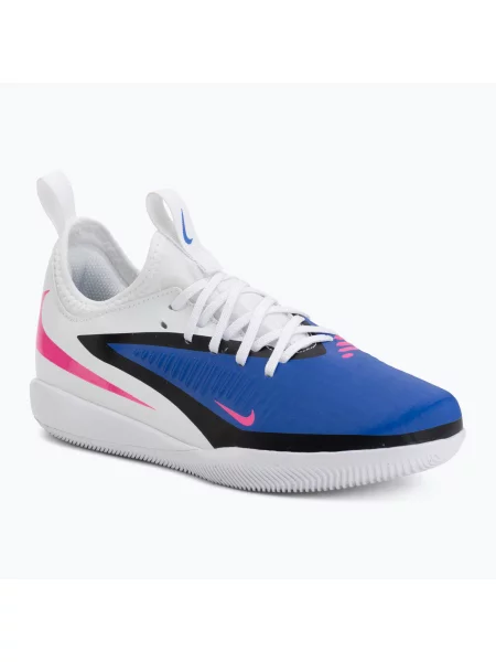 Încălțăminte de fotbal pentru copii Nike Jr. Phantom 6 Low Academy IN racer blue/white/pink blast alb
