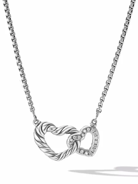 Колие David Yurman със сърца сребристо