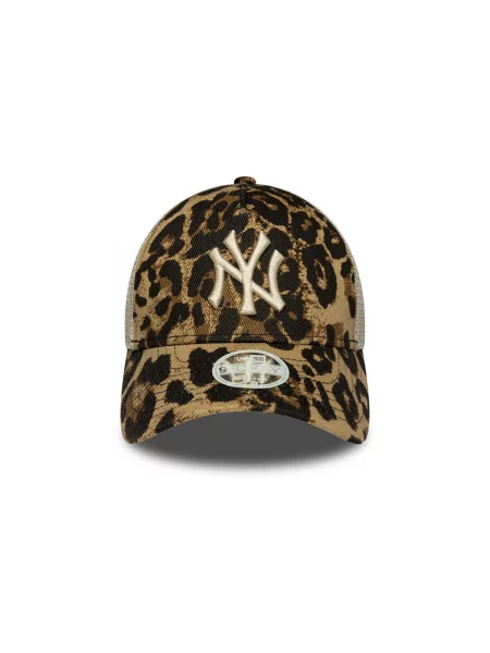 Șapcă New Era cu model leopard din piele de căprioară maro