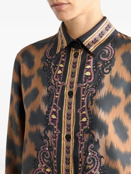 Риза Etro кафяво