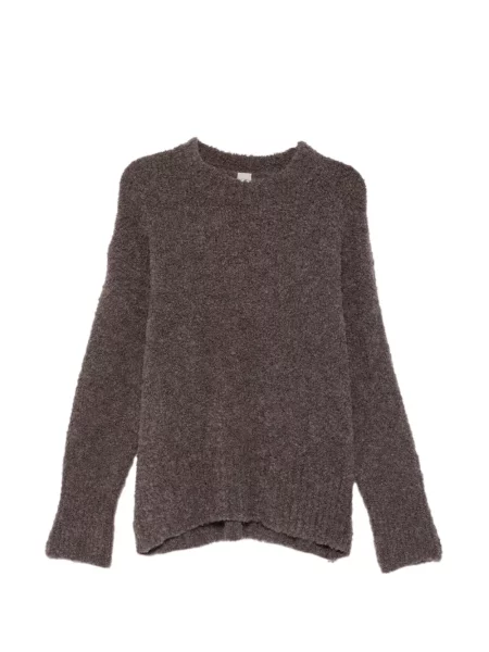 Bouclé pulover Private 0204 cu decolteu rotund maro