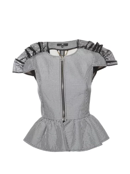 Top Elisabetta Franchi în carouri alb