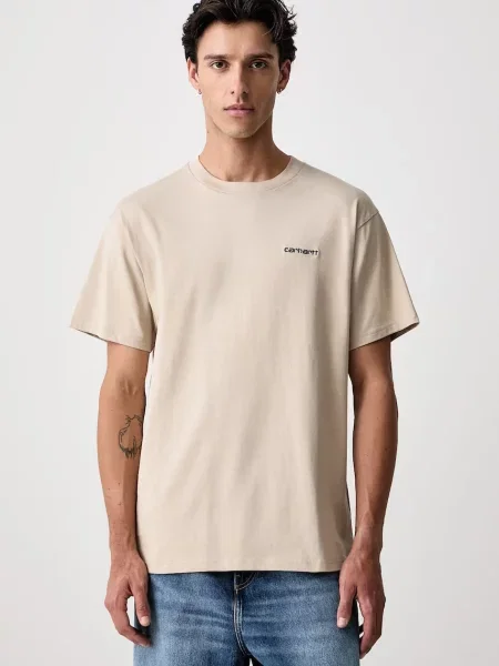 Haftowana koszulka Carhartt Wip beżowa