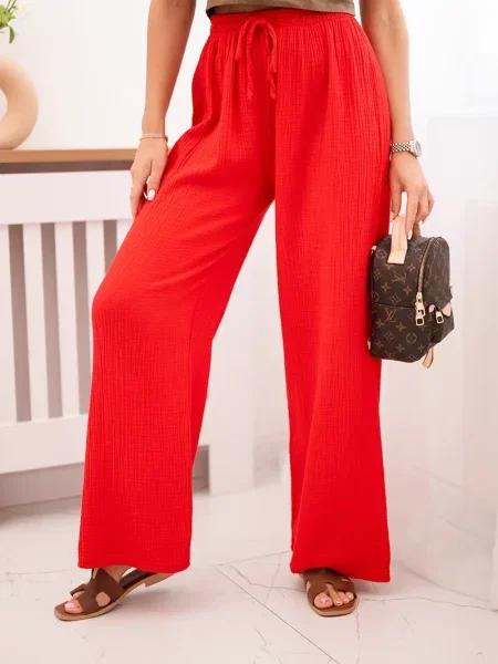 Pantaloni Kesi Włoski din muselină roșu