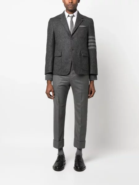 Dryžuotas vienakrūtis švarkas Thom Browne pilka