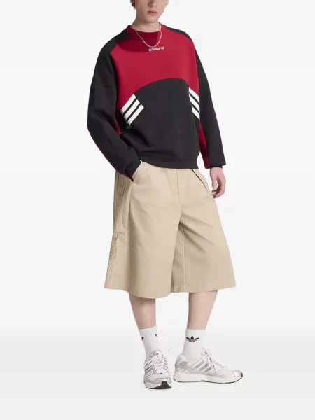 Decupat pantaloni scurți Adidas cu dungi cu autograf albastru