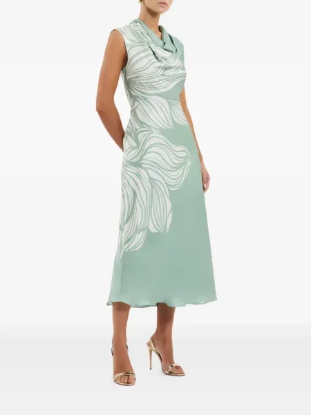 Sukienka midi Rebecca Vallance w kwiatki z nadrukiem do kolan zielona