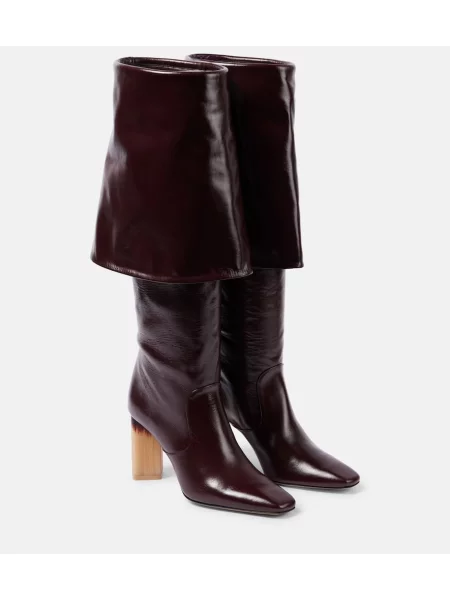 Usnjene škornji Chloe bordo