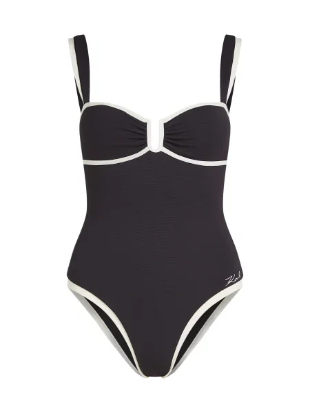 Karl Lagerfeld Costum de baie întreg Signature negru alb