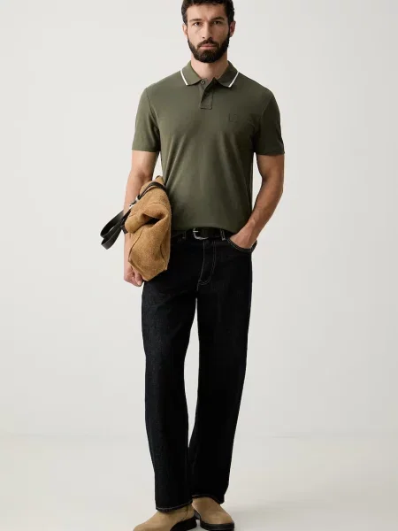 Tricou polo Boss Orange verde