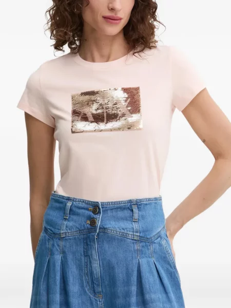 Flitteres póló Armani Exchange rózsaszín
