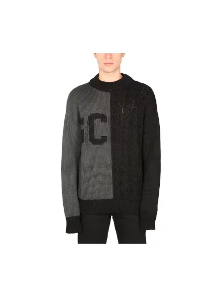 Sweter Gcds wełniany z logo szary