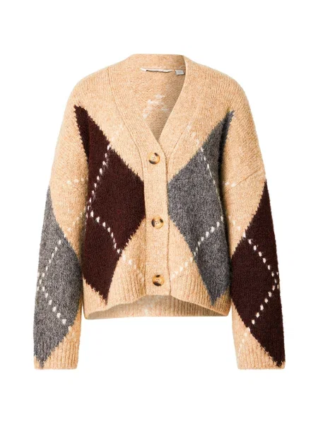 Noella Geacă tricotată Laiana nisipiu / ciocolatiu / gri amestecat alb