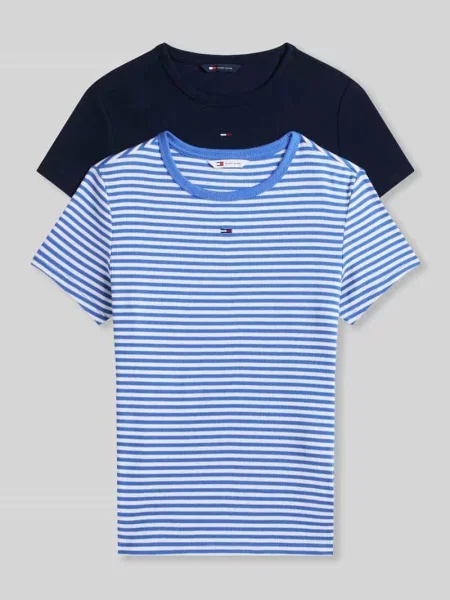 T-shirty o kroju slim fit z mieszanki bawełny w zestaw 2 szt. Tommy Jeans niebieska