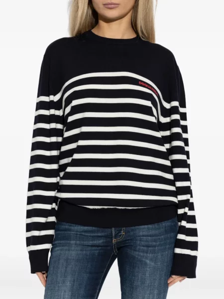 Pulover Dsquared2 de lână cu dungi albastru