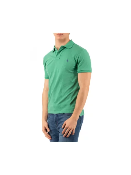 Długa koszulka polo Polo Ralph Lauren z logo z krótkim rękawem zielona