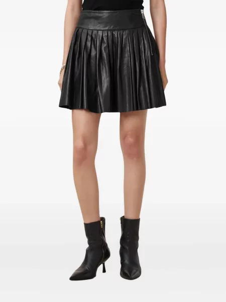 Fustă din piele Allsaints plisată negru