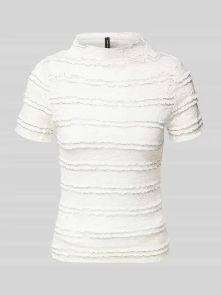 T-shirt o kroju slim fit z fakturowanym wzorem model ABIGAIL' Vero Moda biała