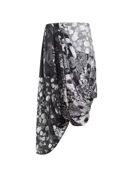 Fustă Maison Margiela cu model floral cu imagine asimetrică negru