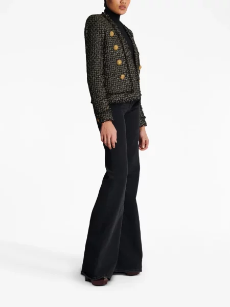 Μπουφάν Balmain tweed διπλόκουμπα μαύρο