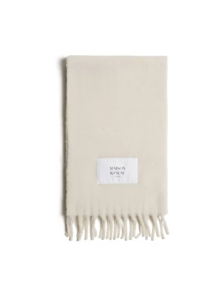 Maison Kitsuné Alpaca szalik z wełną beżowa
