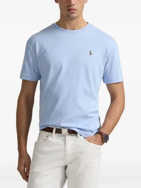 Жакардова поло тениска Polo Ralph Lauren бродирана с връзки оранжево