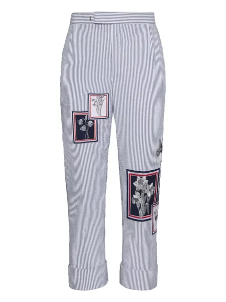 Pantaloni Thom Browne cu dungi albastru
