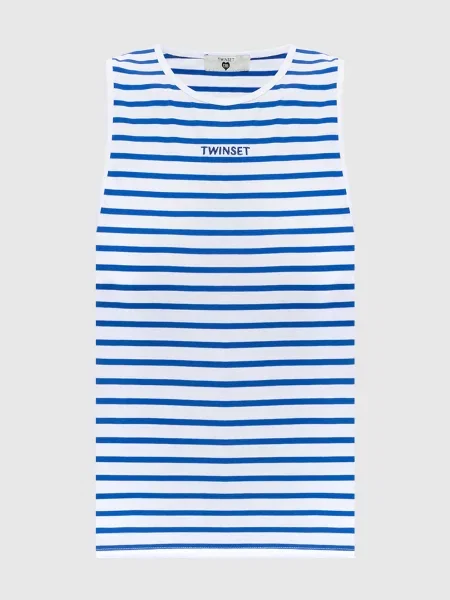 Топ в смужку з вишивкою логотипа Twinset білий