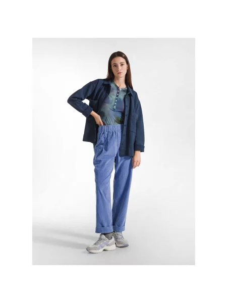 Pantaloni Deha de catifea cord albastru