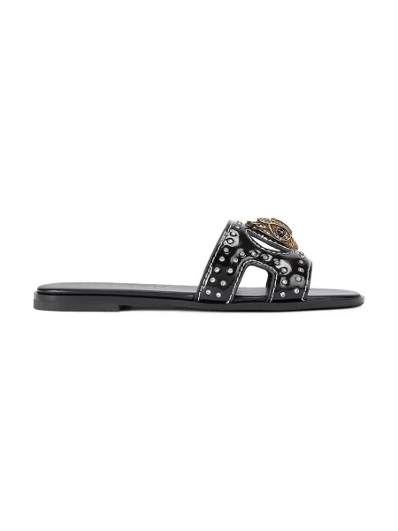 Kožené pantofle Kurt Geiger London Eagle Stud Cut Out Flat černá