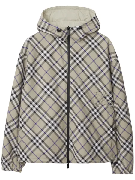 Geacă Burberry în carouri cu glugă