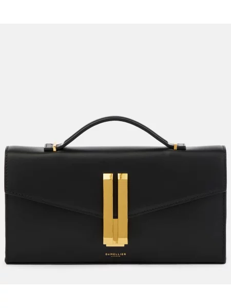 Usnjena pisemska torbica Demellier črna
