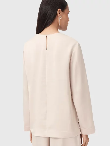 AllSaints bluzka LEANNE gładka beżowy